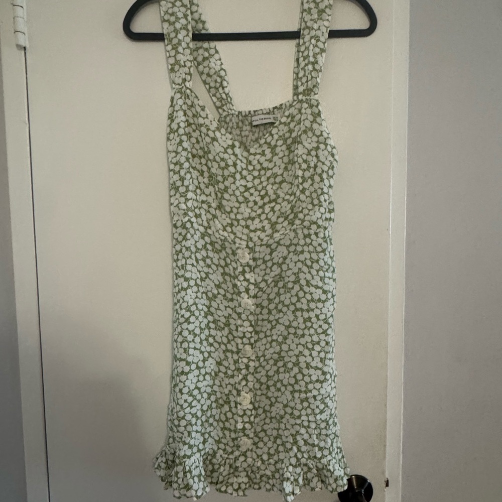 Faithfull the Brand Olive Floral Dress